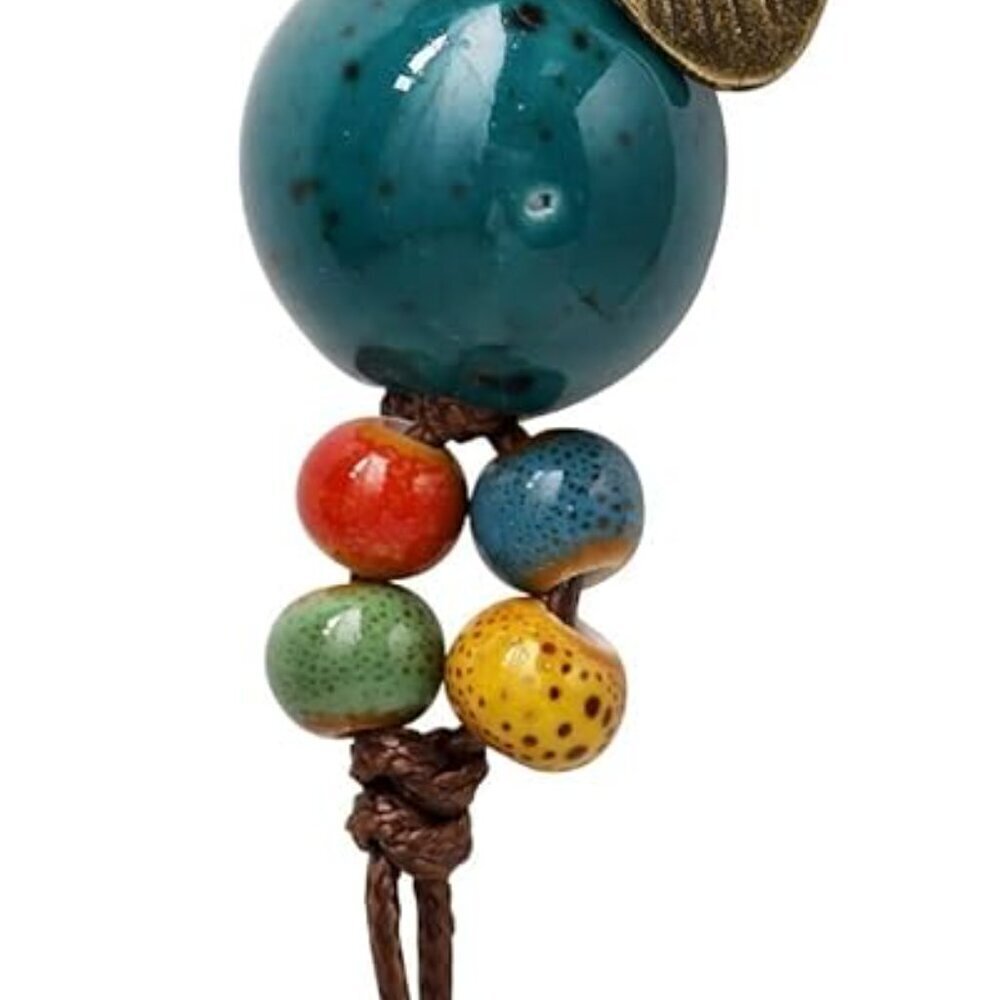 Vintage Boho Ceramic Bead Y Necklace Antique Floral Colorful Jewelry Gift